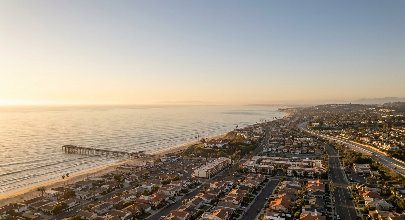 Aerial view of San Clemente, Orange County, coastal California property management by NextGen Coastal at fees from 3.9%