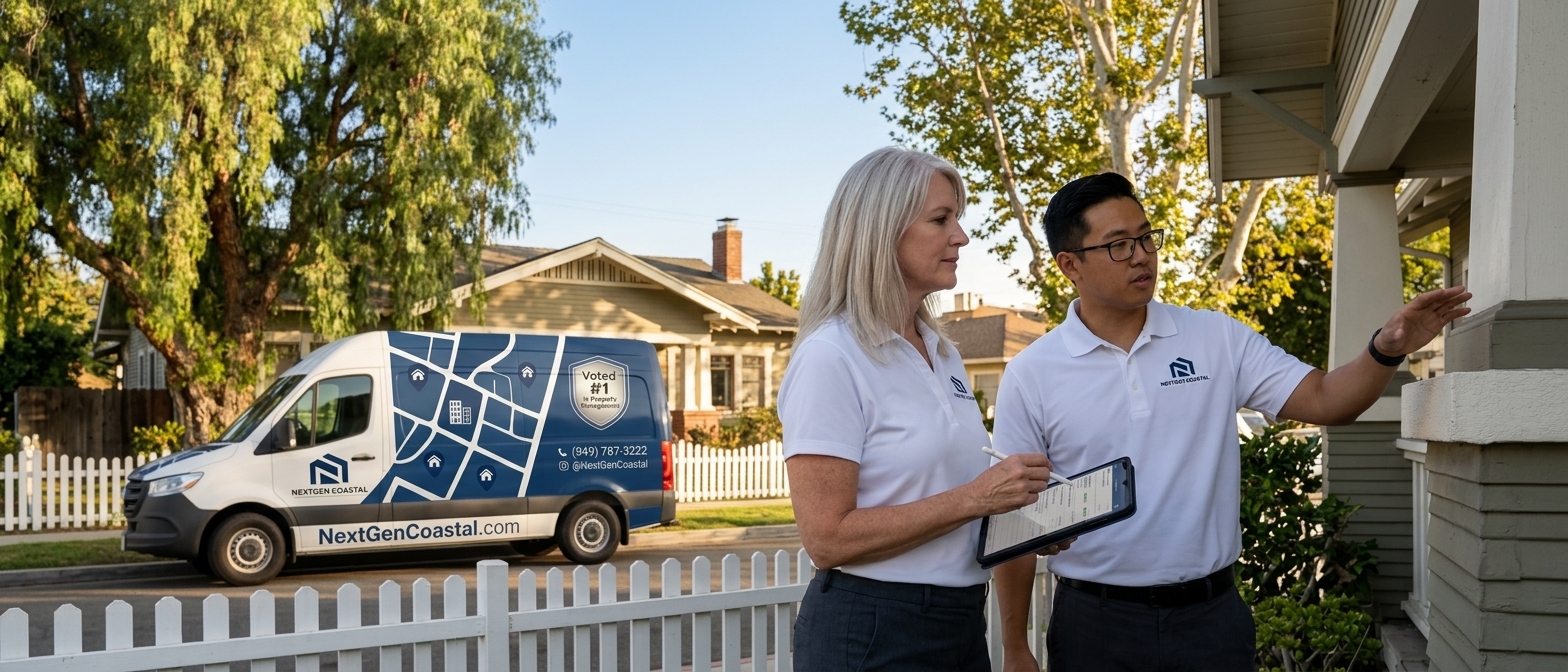 Tustin property management by NextGen Coastal, rental property managers on the job