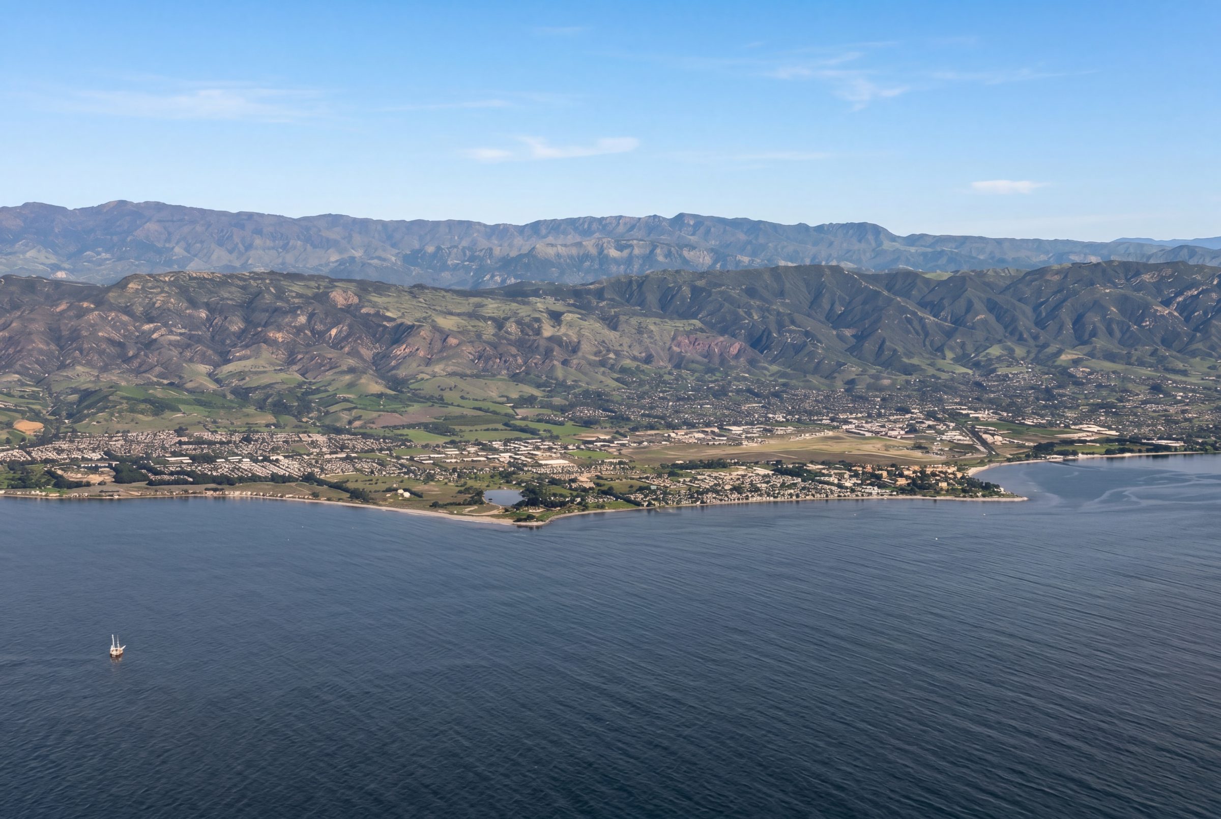 Aerial view of Goleta, Santa Barbara County, coastal California property management by NextGen Coastal at fees from 3.9%