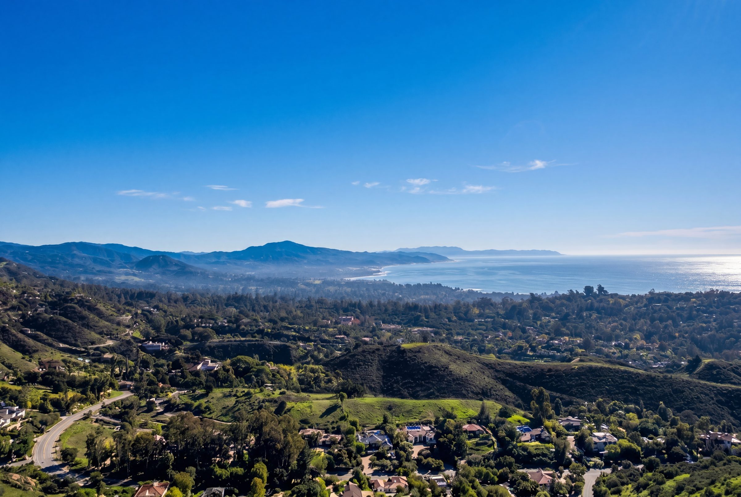 Aerial view of Montecito, Santa Barbara County, coastal California property management by NextGen Coastal at fees from 3.9%