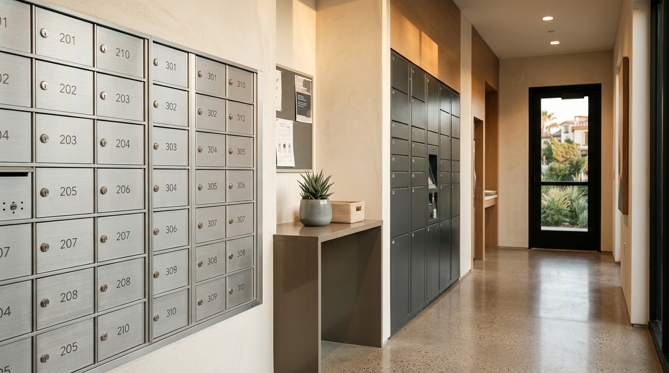 Apartment mailroom common area