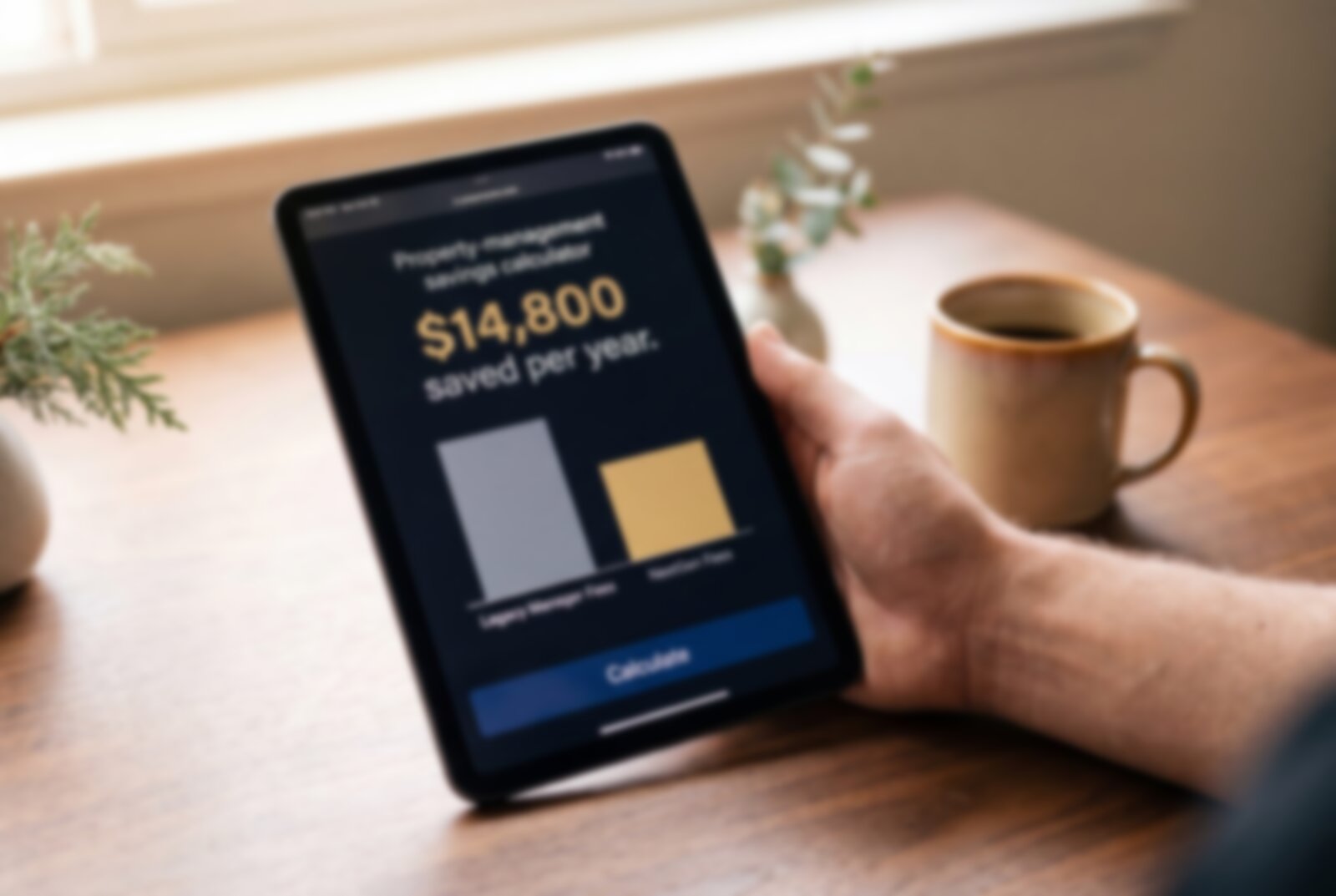 Free property management savings calculator by NextGen Coastal, enter rent and current fee, see annual and 5-year savings versus your current manager